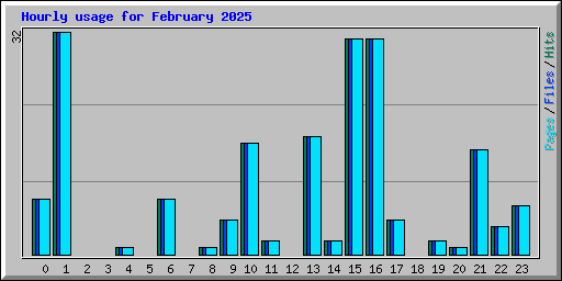 Hourly usage for February 2025