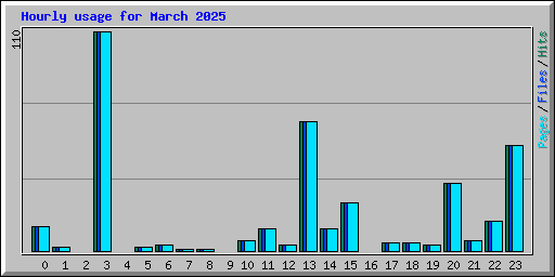 Hourly usage for March 2025